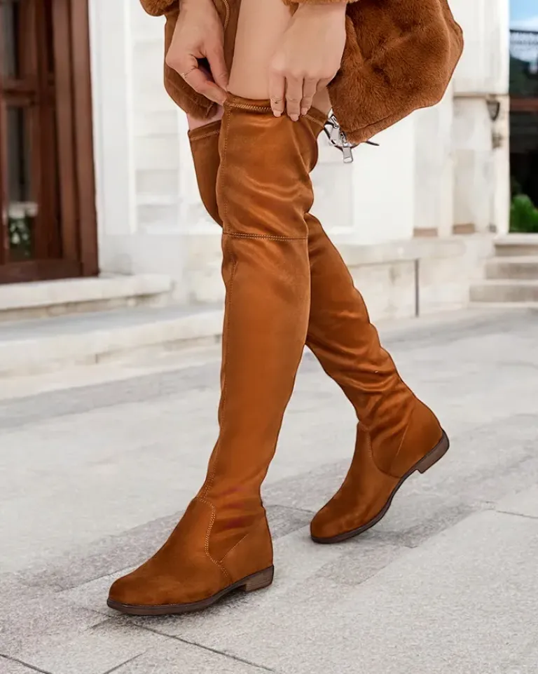 Clearance Damskie wsuwane kozaki za kolano Lianas Kozaki Na Płaskim Obcasie|Kozaki Bez Ocieplenia