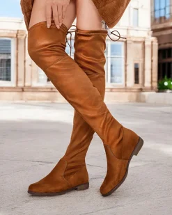 Clearance Damskie wsuwane kozaki za kolano Lianas Kozaki Na Płaskim Obcasie|Kozaki Bez Ocieplenia