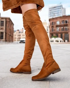 Clearance Damskie wsuwane kozaki za kolano Lianas Kozaki Na Płaskim Obcasie|Kozaki Bez Ocieplenia