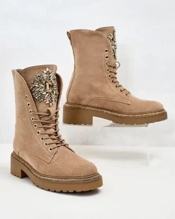 Outlet Damskie wysokie botki typu workery Sinno Workery|Botki Z Delikatnym Ociepleniem