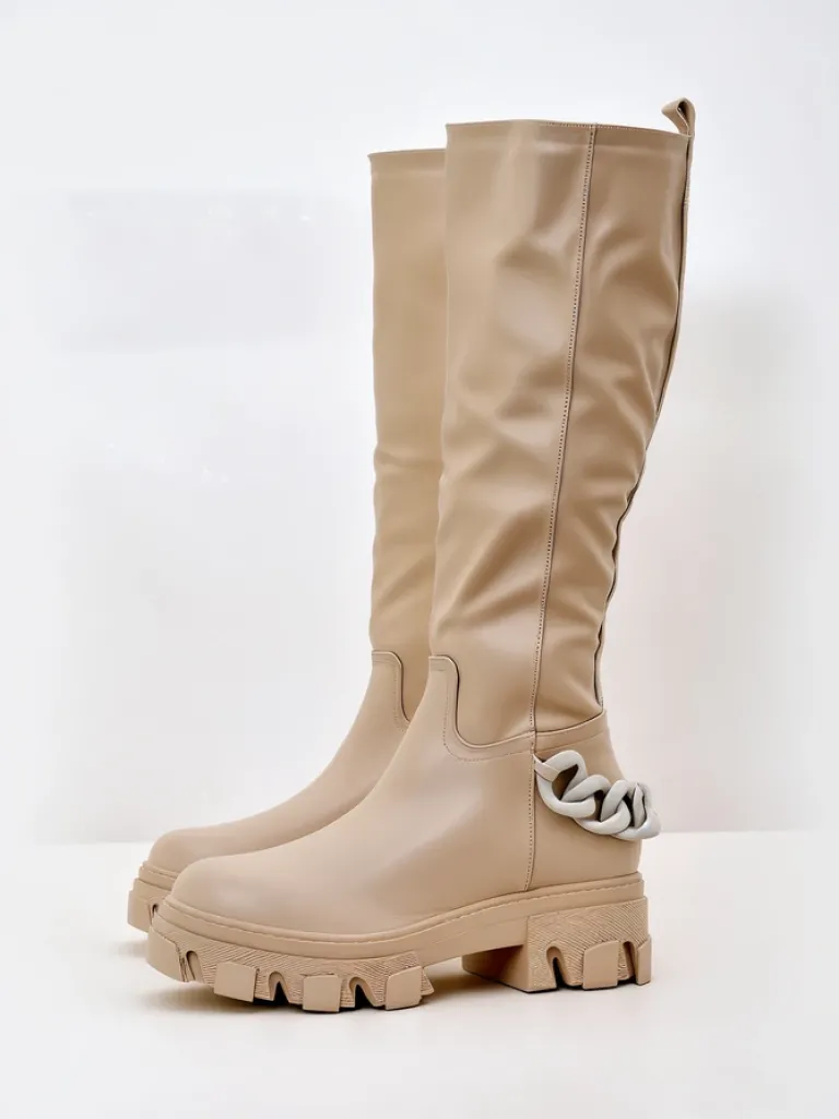 Sale Damskie wysokie kozaki Defesisa Kozaki Na Płaskim Obcasie