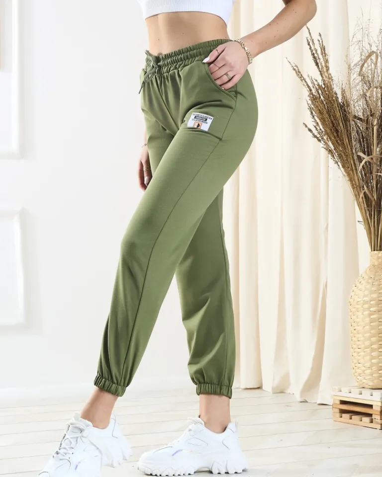 Clearance Damskie zielone spodnie dresowe Spodnie Dresowe