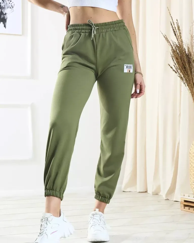 Clearance Damskie zielone spodnie dresowe Spodnie Dresowe