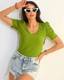 Sale Dopasowana damska prążkowana bluzka Bluzki / Koszule / Koszulki