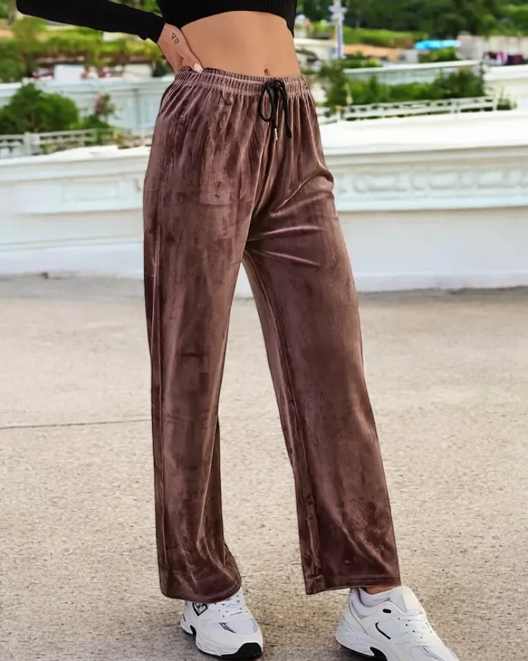 Sale Dresy damskie a'la welurowe Spodnie Dresowe