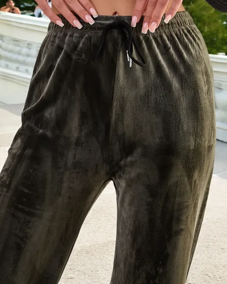 Sale Dresy damskie a'la welurowe Spodnie Dresowe