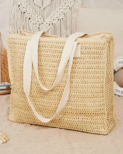 Clearance Duża słomiana torebka damska Damskie Wiklinowe I Słomiane