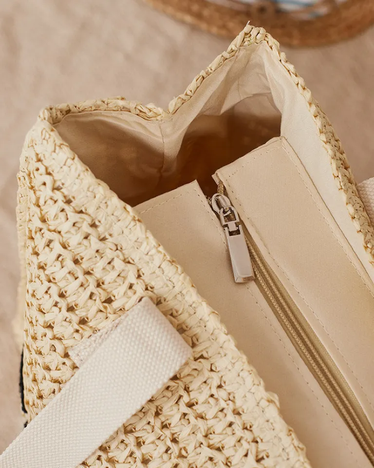 Clearance Duża słomiana torebka damska Damskie Wiklinowe I Słomiane