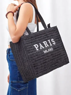 Duża słomiana torebka damska Paris Milano Large Damskie Wiklinowe I Słomiane