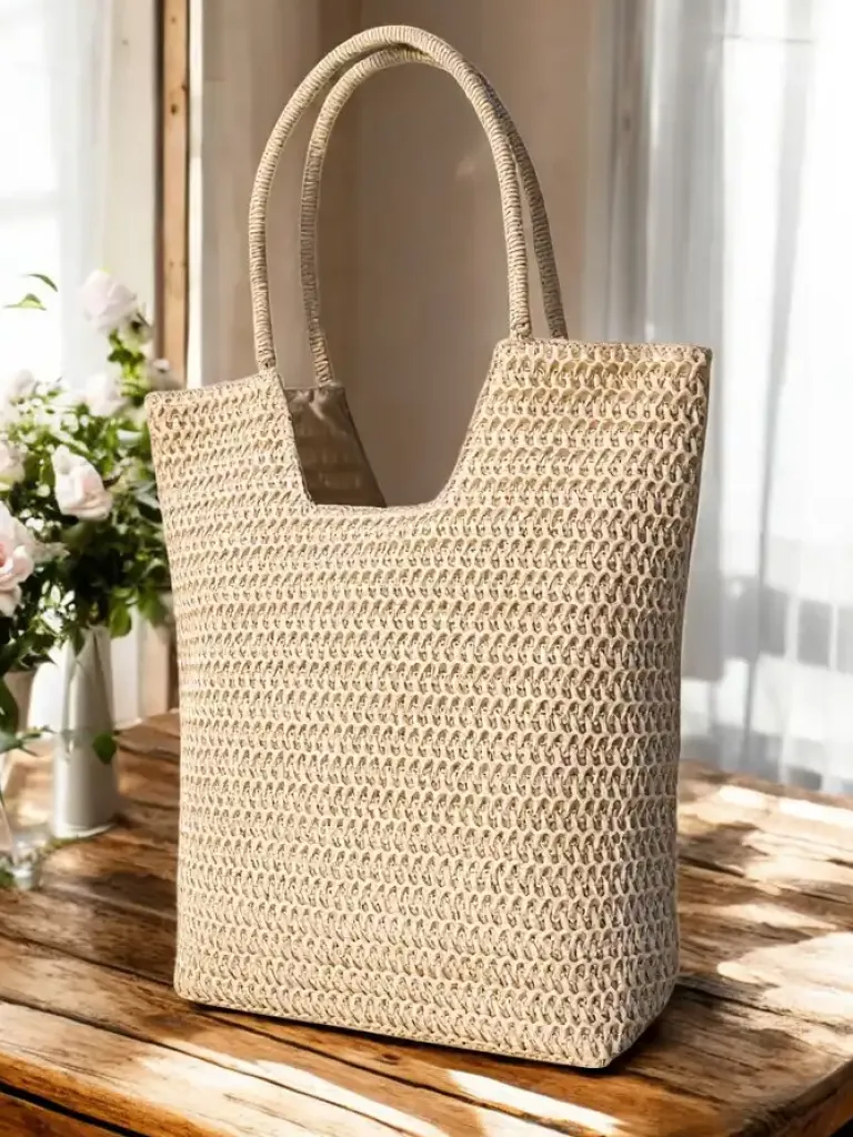 Best Duża słomiana torebka damska letnia Damskie Wiklinowe I Słomiane