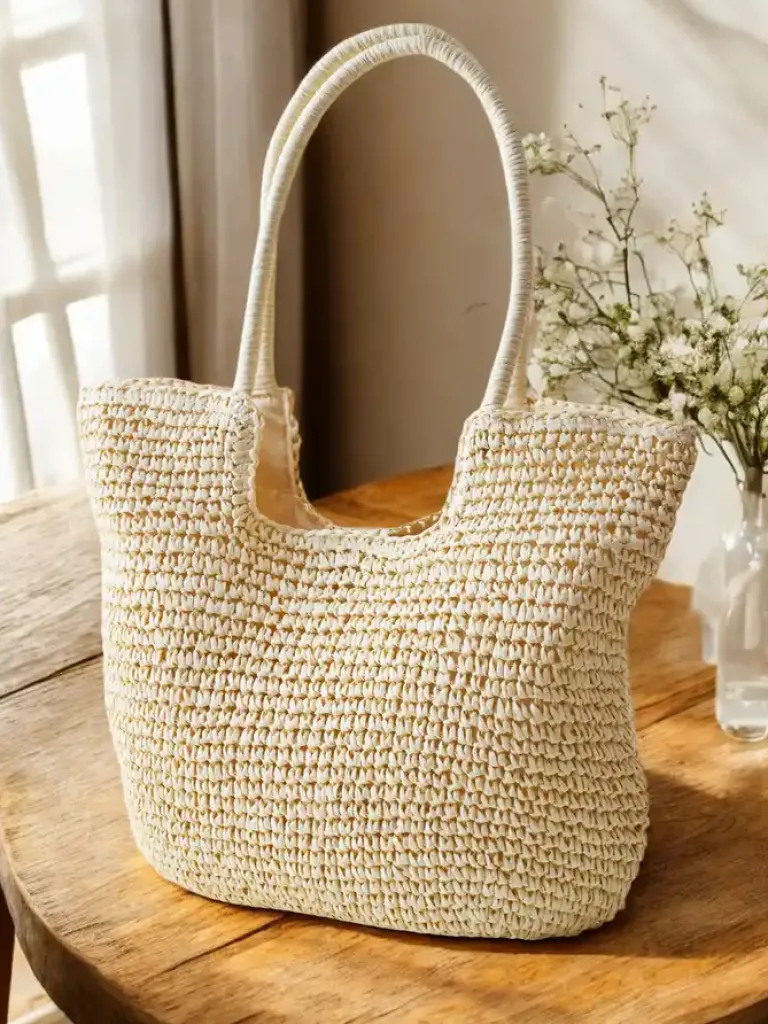 Hot Duża słomiana torebka damska Damskie Wiklinowe I Słomiane