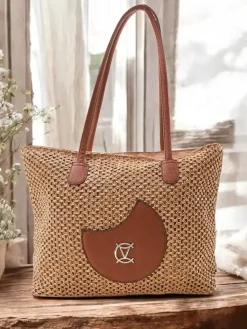 Sale Duża słomiana torebka damska letnia Damskie Wiklinowe I Słomiane