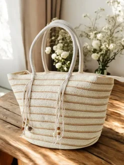 Clearance Duża słomiana torebka damska Damskie Wiklinowe I Słomiane