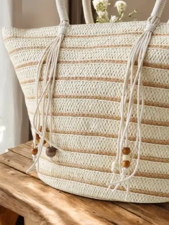 Clearance Duża słomiana torebka damska Damskie Wiklinowe I Słomiane