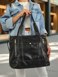 Clearance Duża torebka damska eko skórzana shopper CityGrid Tote Damskie Torebki Shoppers