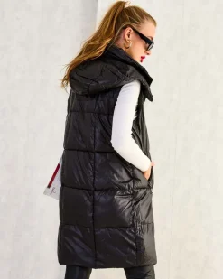 Discount Długa kamizelka damska z przeszyciami Kurtki / Marynarki / Płaszcze