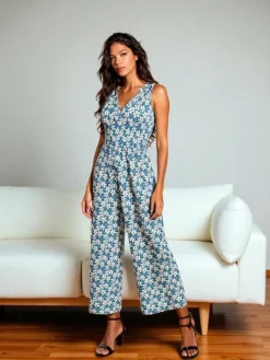 Outlet Długi kombinezon damski z printem Kombinezony