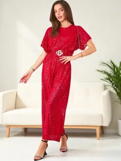 Sale Długi kombinezon damski z cekinami Kombinezony