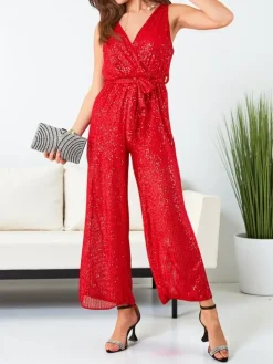 Online Długi kombinezon damski z cekinami Kombinezony