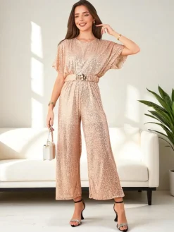 New Długi kombinezon damski z cekinami Kombinezony