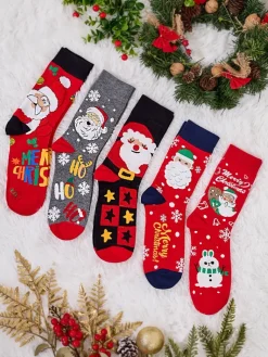 Outlet Długie męskie świąteczne skarpety 5/pak Skarpetki|Skarpetki