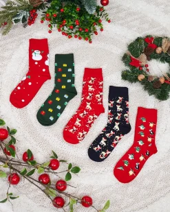 Clearance Długie męskie świąteczne skarpety 5/pak Skarpetki