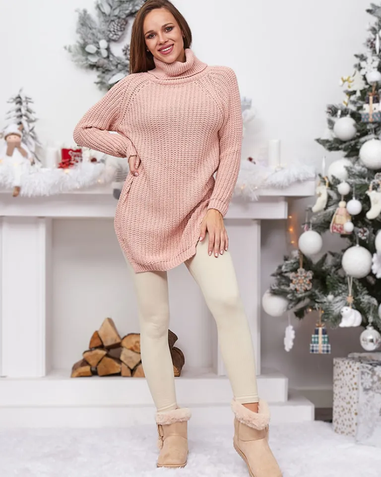 Best Dłuższy damski sweter z golfem Swetry