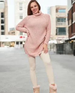 Best Dłuższy damski sweter z golfem Swetry