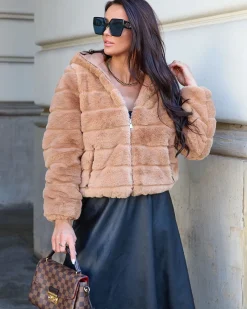 Clearance Dwustronna kurtka damska z futerkiem w kolorze jasnobrązowym Kurtki / Marynarki / Płaszcze