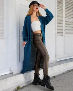 Discount Dzianinowy damski sweter typu narzutka Swetry