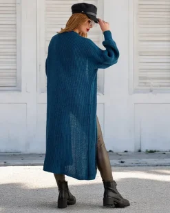 Discount Dzianinowy damski sweter typu narzutka Swetry