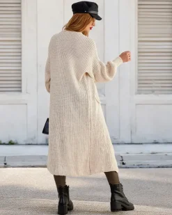 Sale Dzianinowy damski sweter typu narzutka Swetry