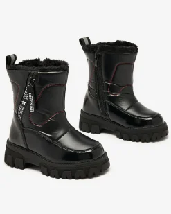 Outlet Dziecięce buty a'la śniegowce w kolorze czarnym Sorroda Dziewczęce