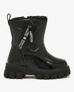 Outlet Dziecięce buty a'la śniegowce w kolorze czarnym Sorroda Dziewczęce