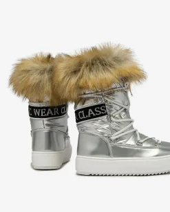 Clearance Dziecięce wsuwane buty a'la śniegowce z futerkiem w kolorze m Asika Dziewczęce