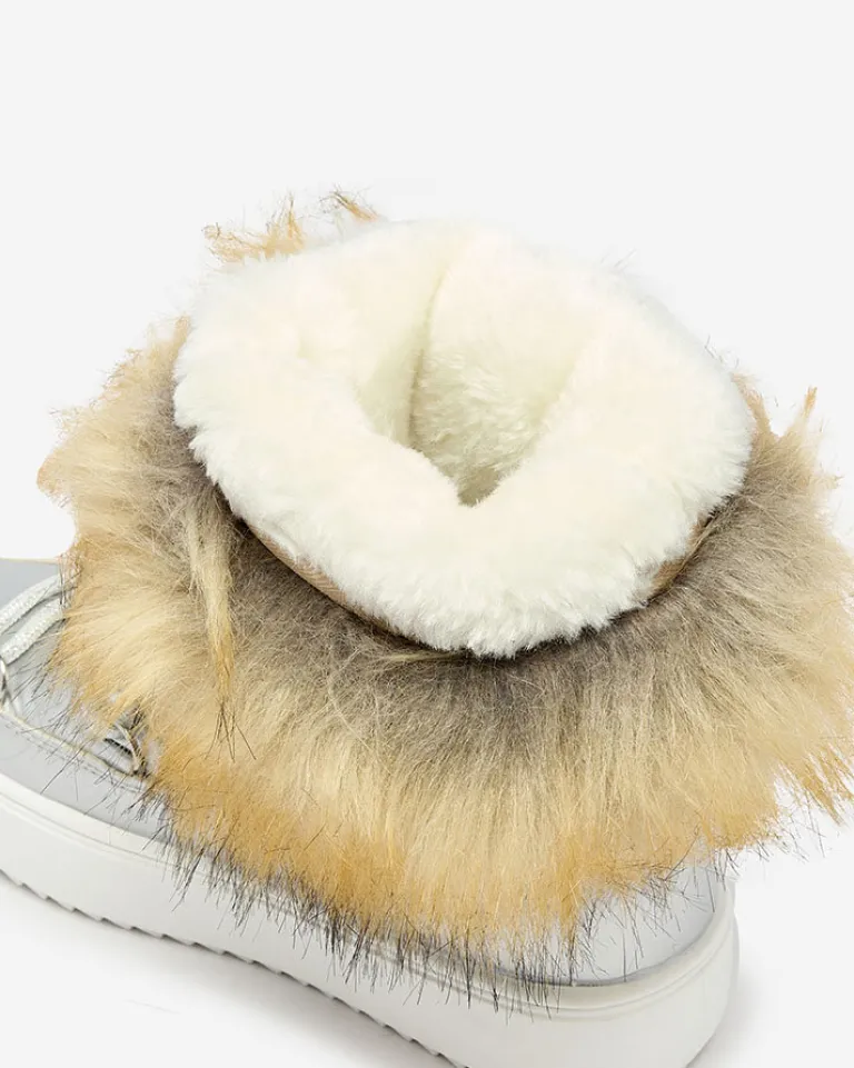 Clearance Dziecięce wsuwane buty a'la śniegowce z futerkiem w kolorze m Asika Dziewczęce