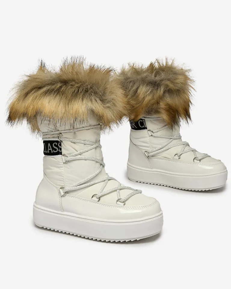 Dziecięce wsuwane buty a'la śniegowce z futerkiem w kolorze m Asika Dziewczęce