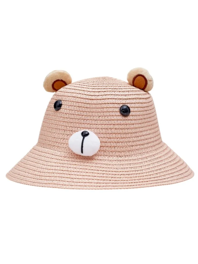Outlet Dziecięcy Kapelusz Słomkowy Miś Czapki