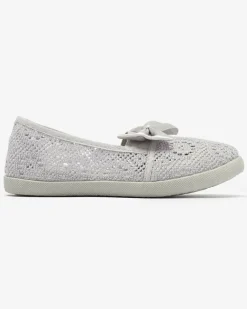 Sale Dziewczęce szare tenisówki slip on z kokardką Sweet Life Dziewczęce