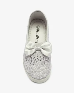 Sale Dziewczęce szare tenisówki slip on z kokardką Sweet Life Dziewczęce