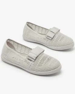 New Dziewczęce tenisówki z kokardką w jasnoszarym kolorze Lolisa Dziewczęce