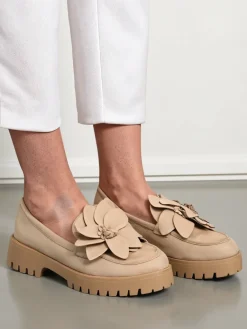 Best Eko zamszowe mokasyny damskie z kwiatem Floverse Mokasyny Na Płaskiej Podeszwie