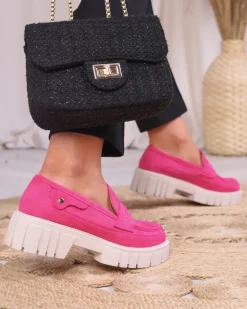 Outlet Eko zamszowe fuksjowe mokasyny damskie Siherta Półbuty|Mokasyny Na Płaskiej Podeszwie