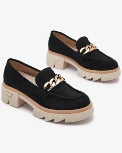 Sale Eko- zamszowe mokasyny ze złotą ozdobą w kolorze m Zaffix Półbuty|Mokasyny Na Płaskiej Podeszwie