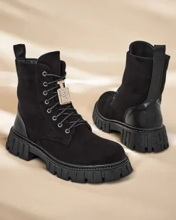 Hot Eko zamszowe damskie botki workery Edvines Workery|Botki Z Delikatnym Ociepleniem