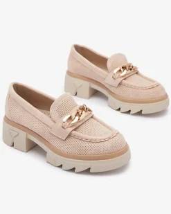 Best Eko- zamszowe mokasyny ze złotą ozdobą w kolorze m Zaffix Półbuty|Mokasyny Na Płaskiej Podeszwie