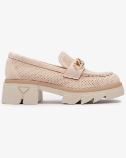 Best Eko- zamszowe mokasyny ze złotą ozdobą w kolorze m Zaffix Półbuty|Mokasyny Na Płaskiej Podeszwie