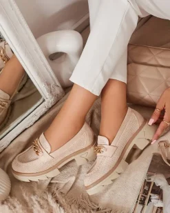 Best Eko- zamszowe mokasyny ze złotą ozdobą w kolorze m Zaffix Półbuty|Mokasyny Na Płaskiej Podeszwie