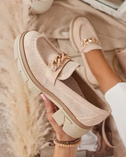 Best Eko- zamszowe mokasyny ze złotą ozdobą w kolorze m Zaffix Półbuty|Mokasyny Na Płaskiej Podeszwie