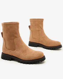 Best Eko-zamszowe damskie botki Gebimma Botki Z Delikatnym Ociepleniem|Botki Na Płaskim Obcasie